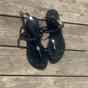 Coach Black Sandals with Gold Accents